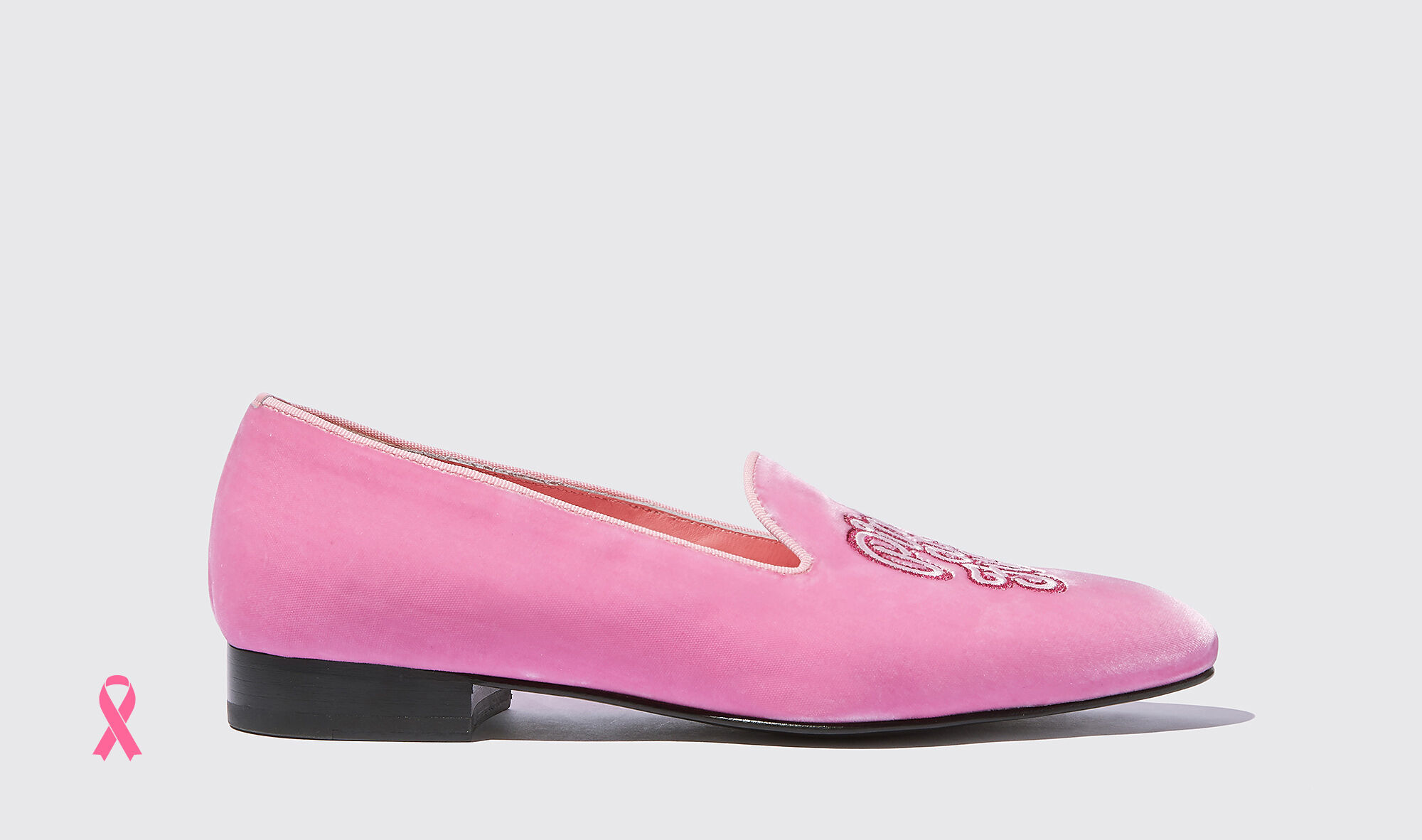 pink velvet loafers