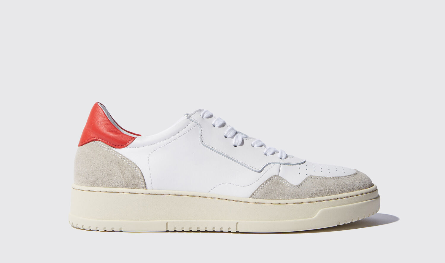 Scarosso Trainers Alex Red Edit Calf Leather In White/red - Calf