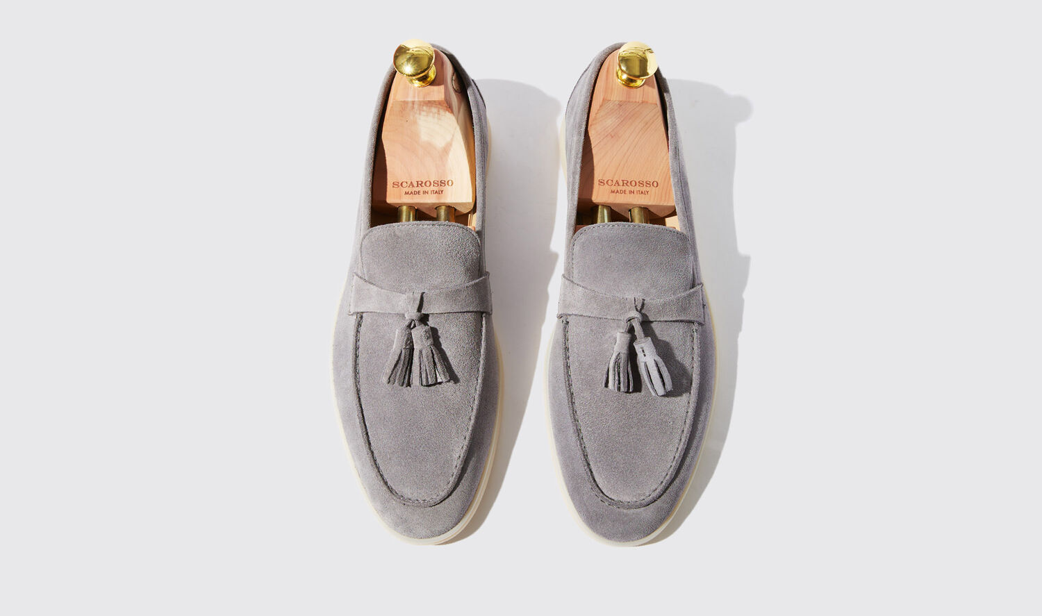 Shop Scarosso Leandro Grigio Scamosciato - Man Loafers Grey In Grey - Suede
