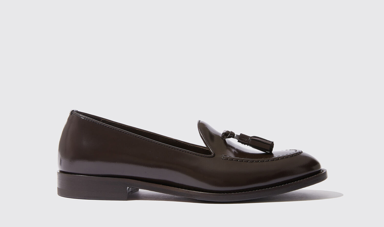 Shop Scarosso Sienna Brown Bright - Woman Loafers Brown In Brown - Brushed Calf