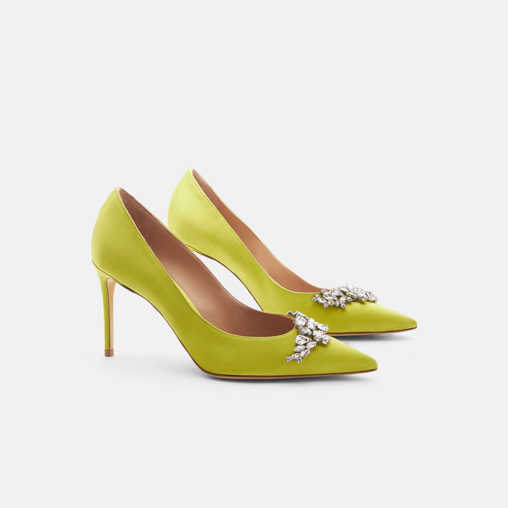 Scarosso Greta Lime Satin Lime - Silk GRETAPUMP