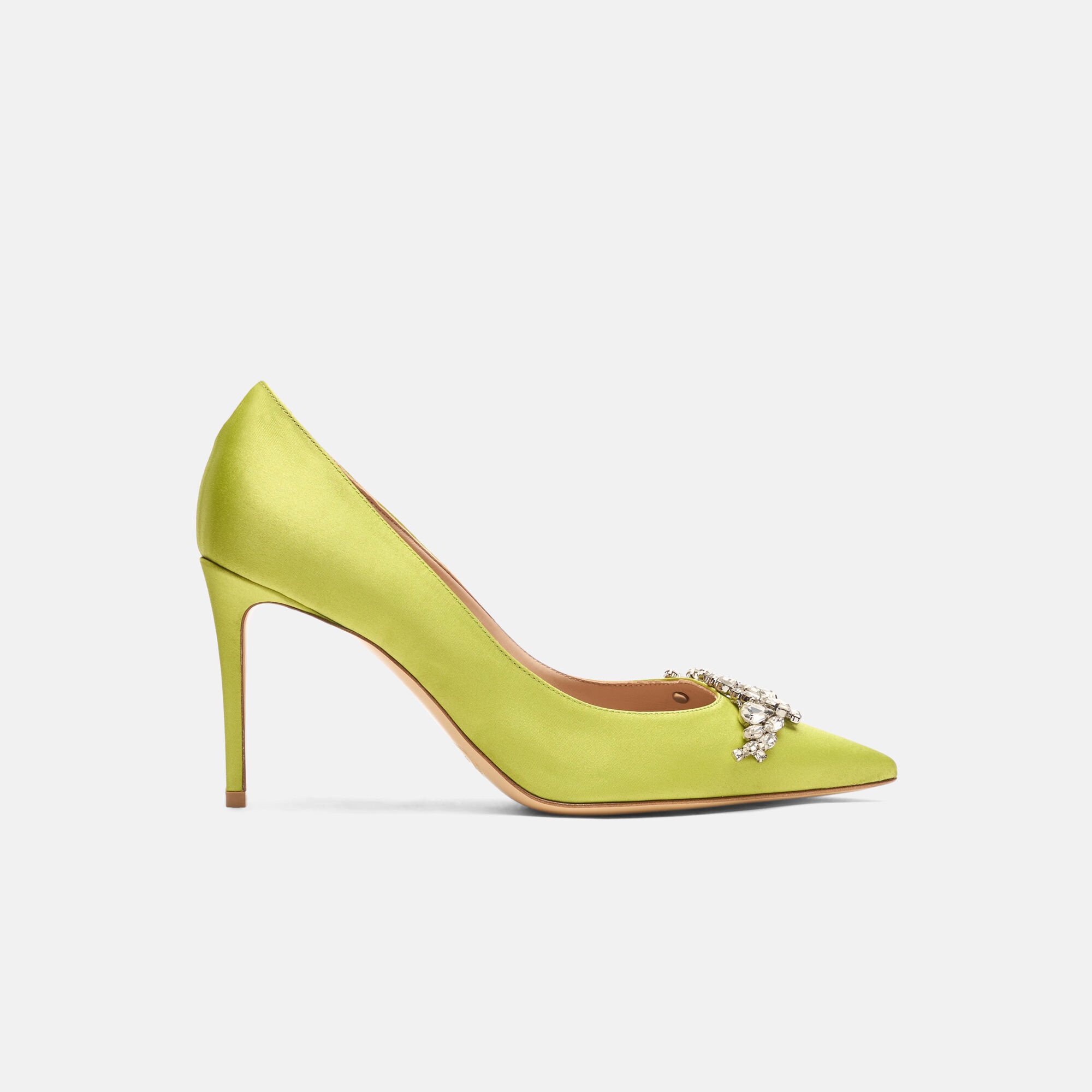 Scarosso Greta Lime Satin Lime - Silk GRETAPUMP