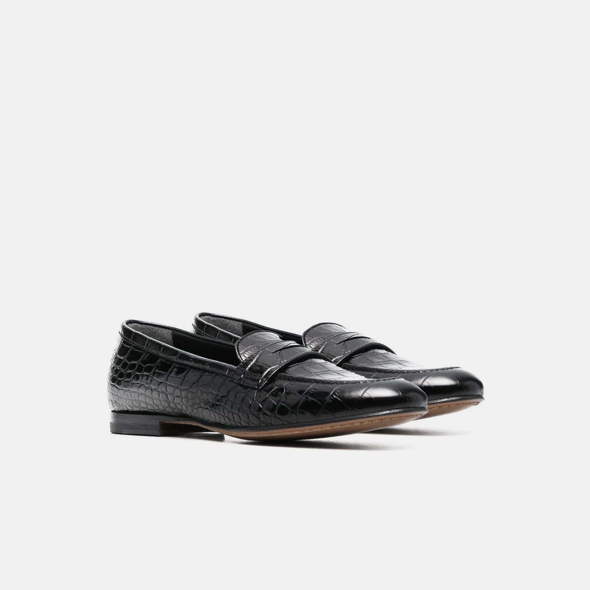 Scarosso Valeria Black Croco Black - Croco-printed Calf VALERIALOAF