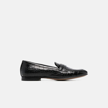 Scarosso Valeria Black Croco Black - Croco-printed Calf VALERIALOAF