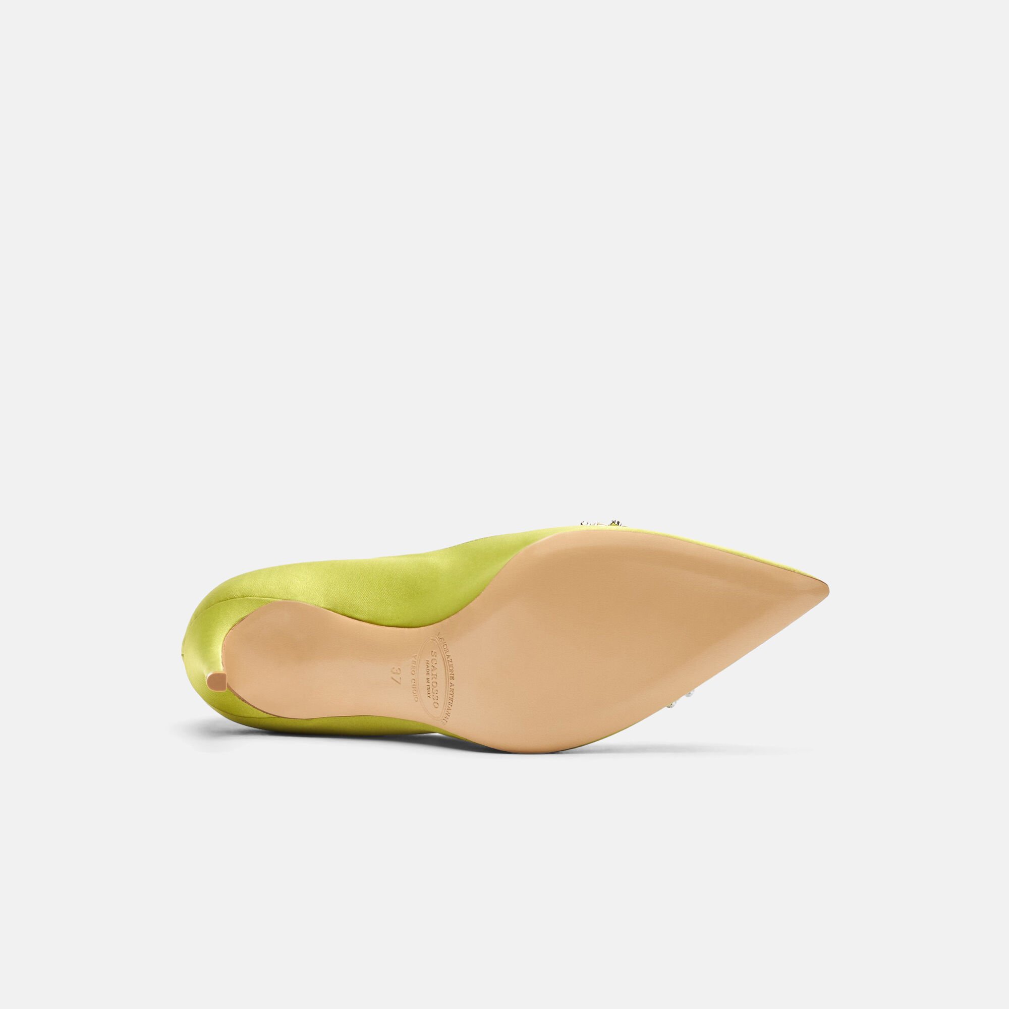 Scarosso Greta Lime Satin Lime - Silk GRETAPUMP